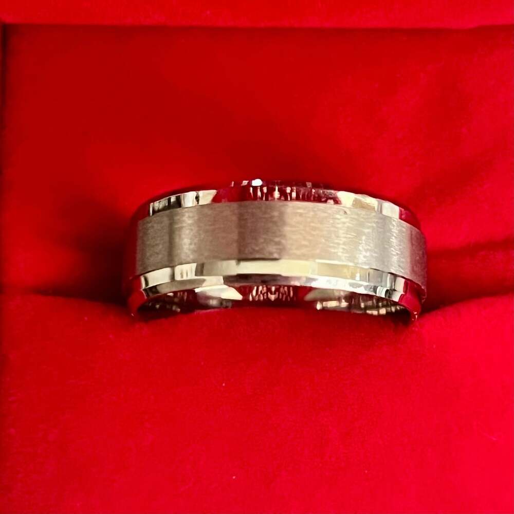 Titanium Beveled Edge Stone and Brushed 8mm Band Size 11
